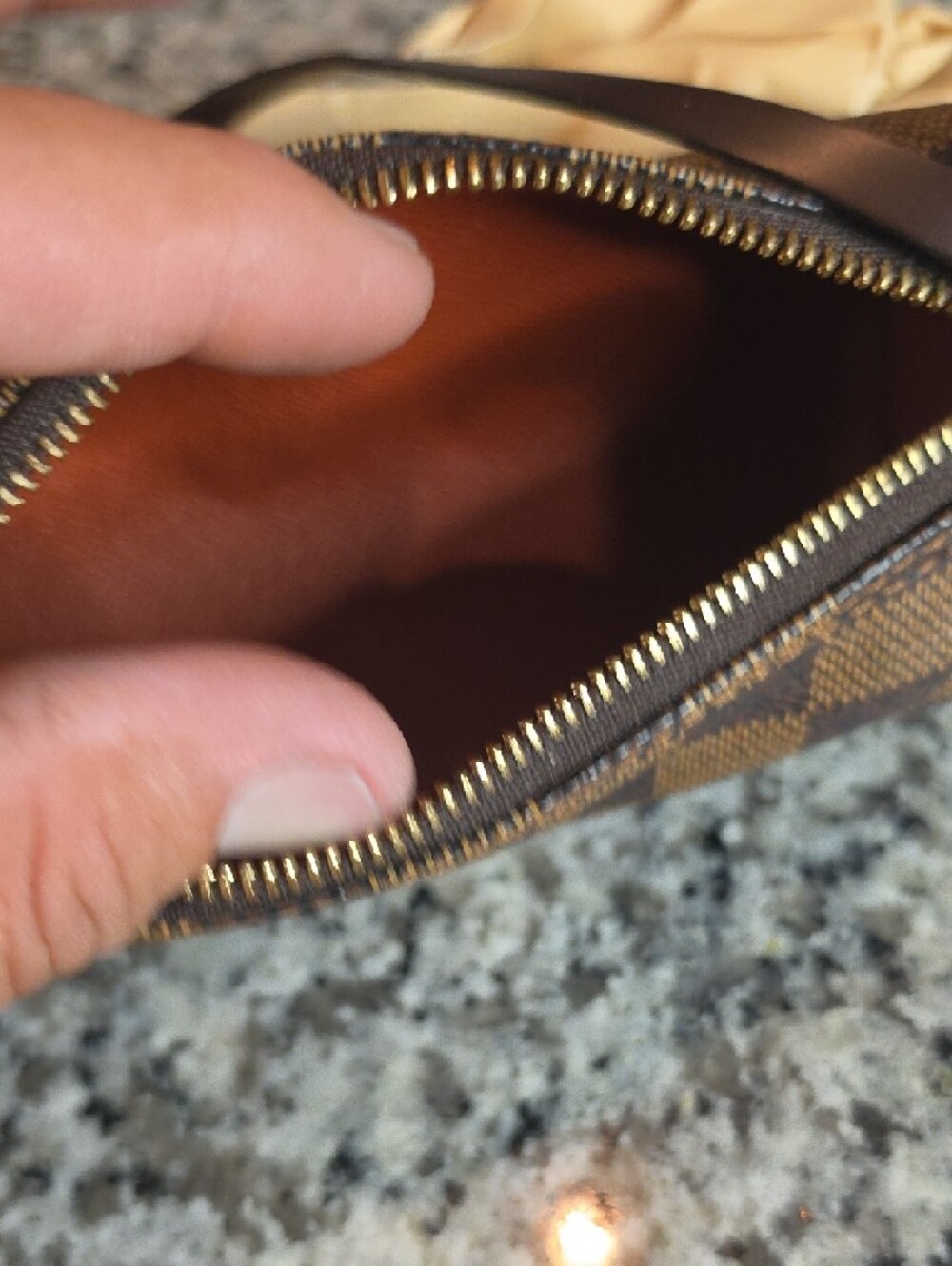 Louis Vuitton Brown Damier Cylinder Wristlet Pouch with Gold Hardware - Picture 7 of 7